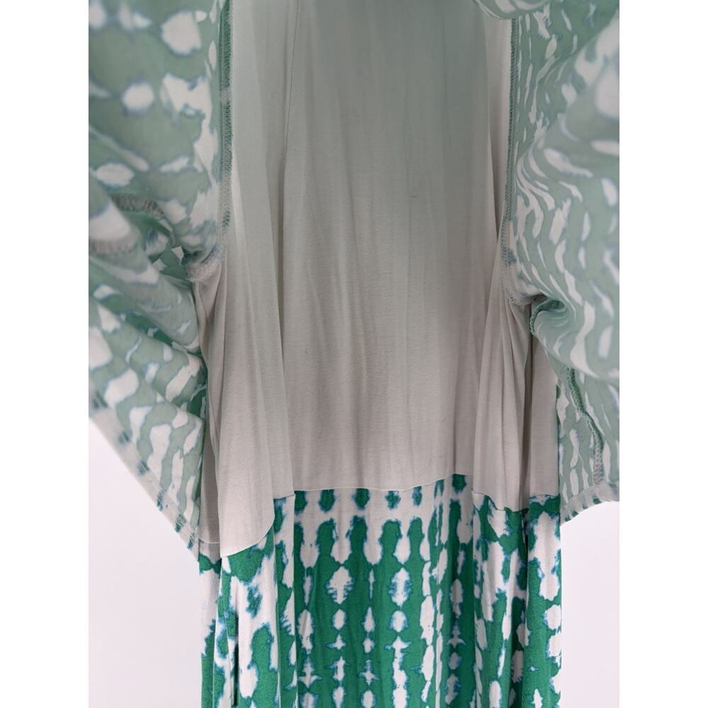 Chico’s Size XL Green White Abstract Tie Dye Halter Neck Layered Maxi Dress - Picture 6 of 9